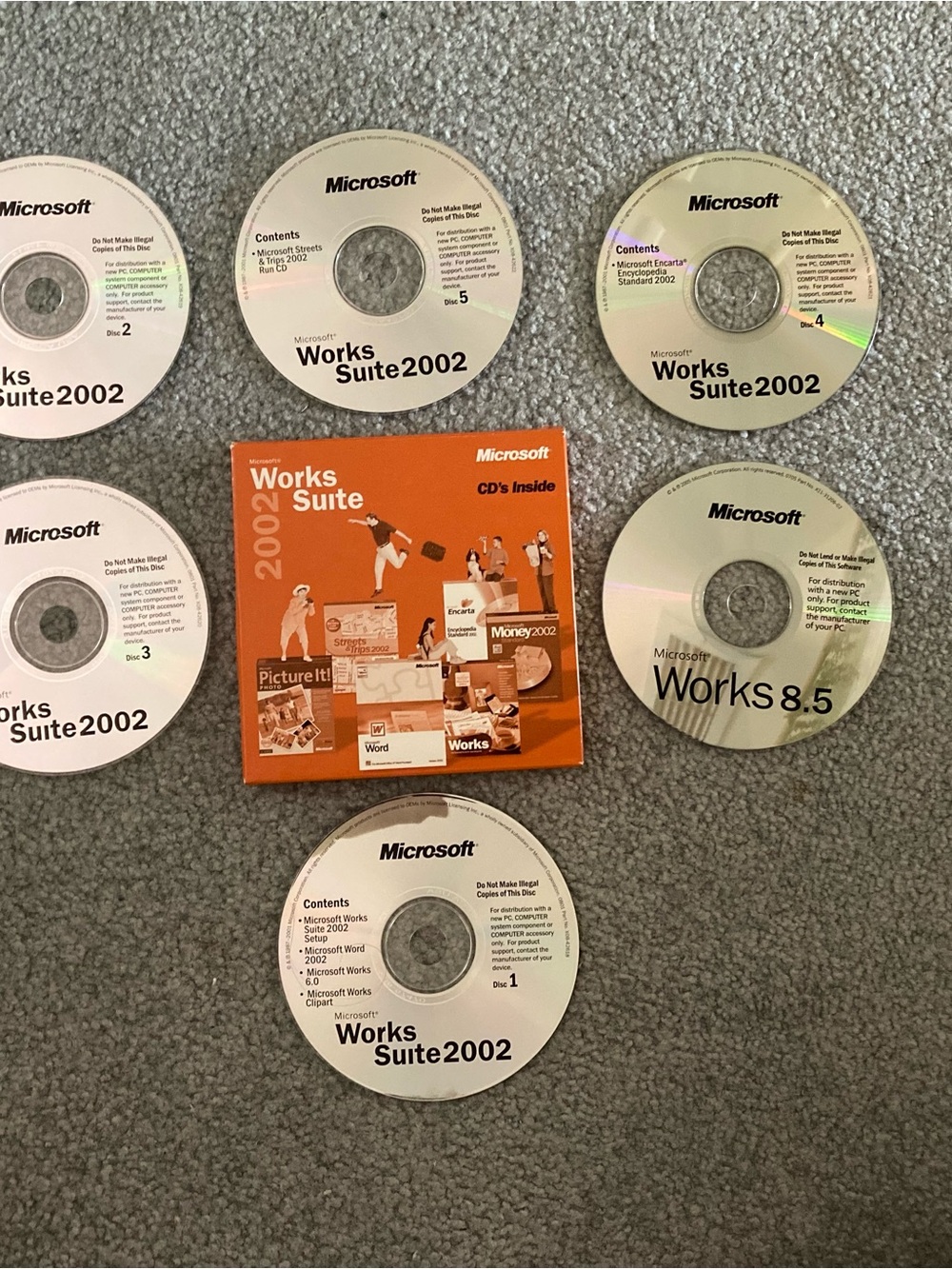 Microsoft Works Suite 2002 Software Discs with Orange Box